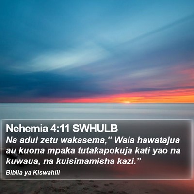 Nehemia 4:11 SWHULB Bible Verse Image