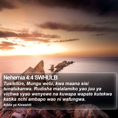 Nehemia 4:4 SWHULB Bible Verse Image