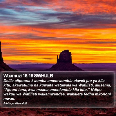 Waamuzi 16:18 SWHULB Bible Verse Image