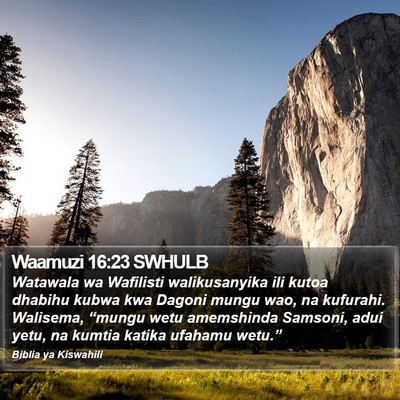 Waamuzi 16:23 SWHULB Bible Verse Image
