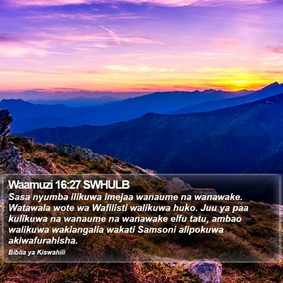 Waamuzi 16:27 SWHULB Bible Verse Image