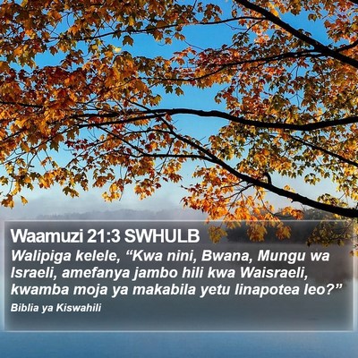 Waamuzi 21:3 SWHULB Bible Verse Image
