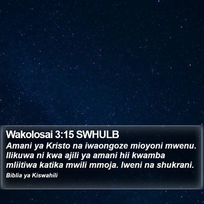 Wakolosai 3:15 SWHULB Bible Verse Image
