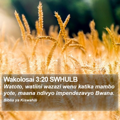 Wakolosai 3:20 SWHULB Bible Verse Image