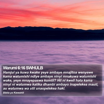 Warumi 6:16 SWHULB Bible Verse Image