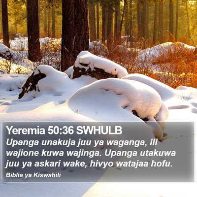 Yeremia 50:36 SWHULB Bible Verse Image