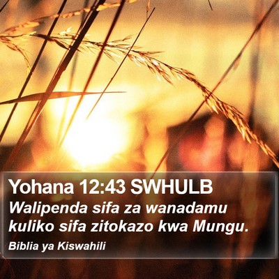 Yohana 12:43 SWHULB Bible Verse Image