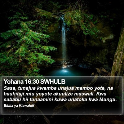 Yohana 16:30 SWHULB Bible Verse Image