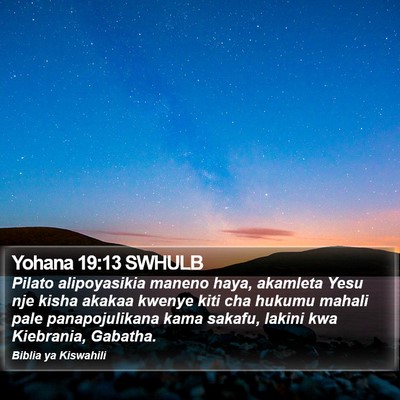 Yohana 19:13 SWHULB Bible Verse Image