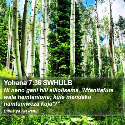 Yohana 7:36 SWHULB Bible Verse Image