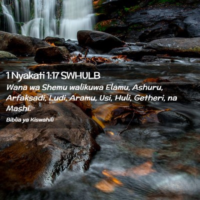 Picture 02 - 1 Nyakati 1:17 SWHULB - Wana wa Shemu walikuwa Elamu, Ashuru, Arfaksadi, - Bible Verse Picture