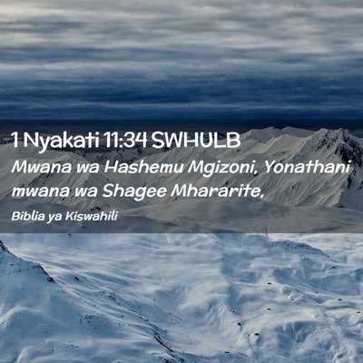 Picture 02 - 1 Nyakati 11:34 SWHULB - Mwana wa Hashemu Mgizoni, Yonathani mwana wa - Bible Verse Picture