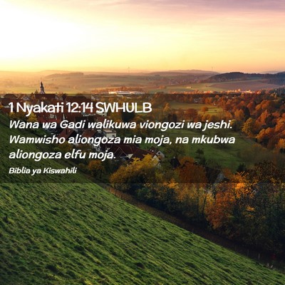 Picture 02 - 1 Nyakati 12:14 SWHULB - Wana wa Gadi walikuwa viongozi wa jeshi. Wamwisho - Bible Verse Picture