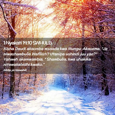 Picture 02 - 1 Nyakati 14:10 SWHULB - Kisha Daudi akaomba msaada kwa Mungu. Akasema, - Bible Verse Picture