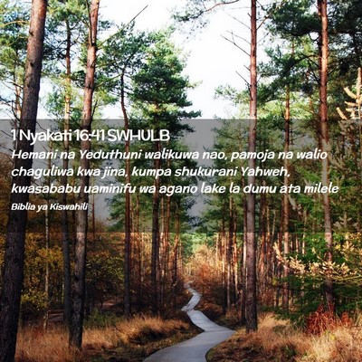 Picture 02 - 1 Nyakati 16:41 SWHULB - Hemani na Yeduthuni walikuwa nao, pamoja na walio - Bible Verse Picture
