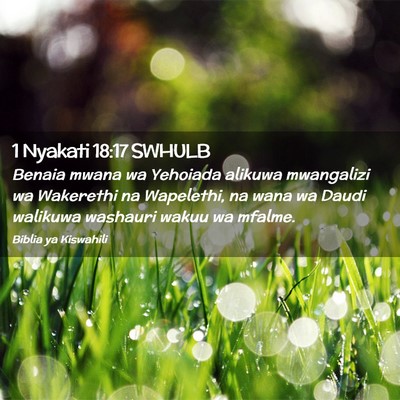 Picture 02 - 1 Nyakati 18:17 SWHULB - Benaia mwana wa Yehoiada alikuwa mwangalizi wa - Bible Verse Picture