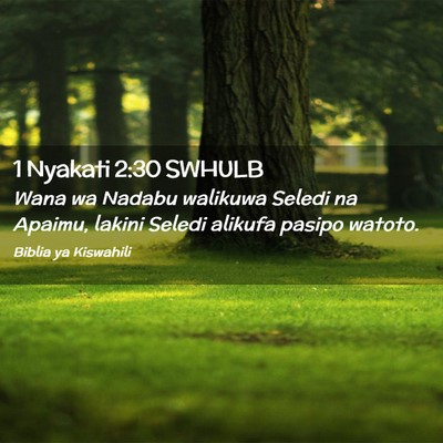 Picture 02 - 1 Nyakati 2:30 SWHULB - Wana wa Nadabu walikuwa Seledi na Apaimu, lakini - Bible Verse Picture