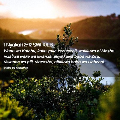 Picture 02 - 1 Nyakati 2:42 SWHULB - Wana wa Kalebu, kaka yake Yerameeli, walikuwa ni - Bible Verse Picture