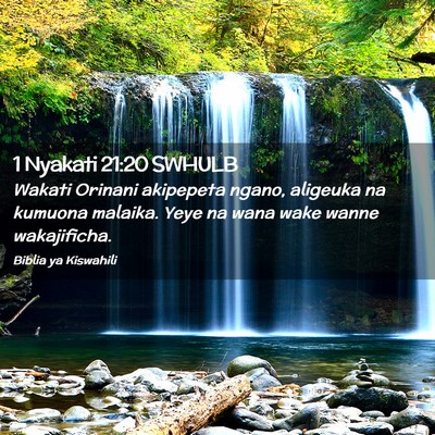 Picture 02 - 1 Nyakati 21:20 SWHULB - Wakati Orinani akipepeta ngano, aligeuka na - Bible Verse Picture