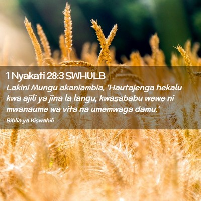 Picture 02 - 1 Nyakati 28:3 SWHULB - Lakini Mungu akaniambia, 'Hautajenga hekalu kwa - Bible Verse Picture