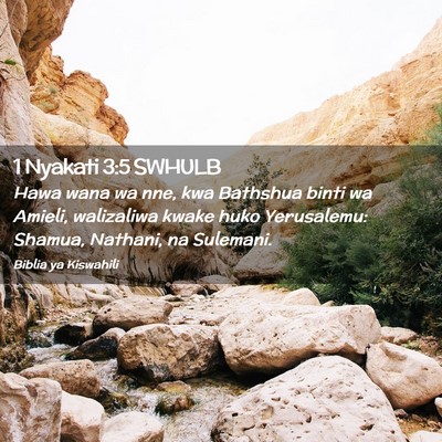 Picture 02 - 1 Nyakati 3:5 SWHULB - Hawa wana wa nne, kwa Bathshua binti wa Amieli, - Bible Verse Picture