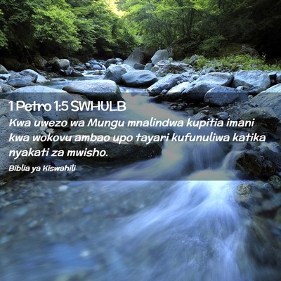 Picture 02 - 1 Petro 1:5 SWHULB - Kwa uwezo wa Mungu mnalindwa kupitia imani kwa - Bible Verse Picture