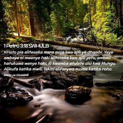 Picture 02 - 1 Petro 3:18 SWHULB - Kristo pia aliteseka mara moja kwa ajili ya - Bible Verse Picture