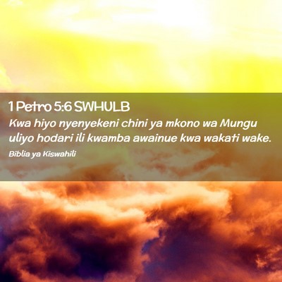 Picture 02 - 1 Petro 5:6 SWHULB - Kwa hiyo nyenyekeni chini ya mkono wa Mungu uliyo - Bible Verse Picture