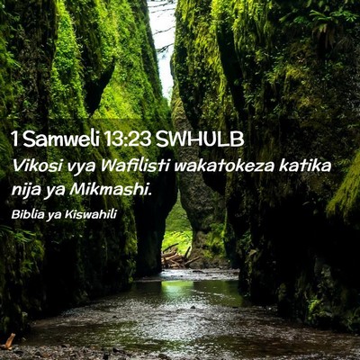 Picture 02 - 1 Samweli 13:23 SWHULB - Vikosi vya Wafilisti wakatokeza katika nija ya - Bible Verse Picture