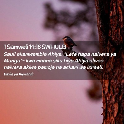 Picture 02 - 1 Samweli 14:18 SWHULB - Sauli akamwambia Ahiya, “Lete hapa naivera ya - Bible Verse Picture