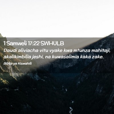 Picture 02 - 1 Samweli 17:22 SWHULB - Daudi aliviacha vitu vyake kwa mtunza mahitaji, - Bible Verse Picture