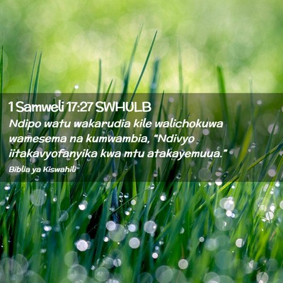 Picture 02 - 1 Samweli 17:27 SWHULB - Ndipo watu wakarudia kile walichokuwa wamesema na - Bible Verse Picture