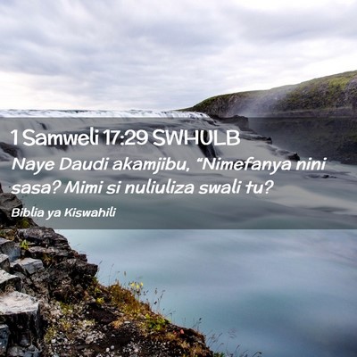 Picture 02 - 1 Samweli 17:29 SWHULB - Naye Daudi akamjibu, “Nimefanya nini sasa? Mimi - Bible Verse Picture