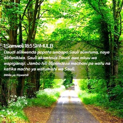 Picture 02 - 1 Samweli 18:5 SWHULB - Daudi alikwenda popote ambapo Sauli alimtuma, - Bible Verse Picture