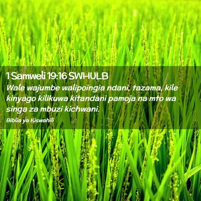 Picture 02 - 1 Samweli 19:16 SWHULB - Wale wajumbe walipoingia ndani, tazama, kile - Bible Verse Picture
