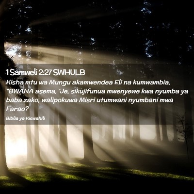 Picture 02 - 1 Samweli 2:27 SWHULB - Kisha mtu wa Mungu akamwendea Eli na kumwambia, - Bible Verse Picture