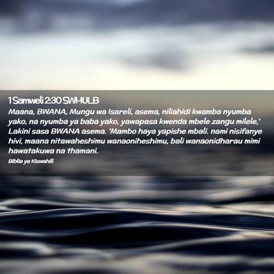 Picture 02 - 1 Samweli 2:30 SWHULB - Maana, BWANA, Mungu wa Isareli, asema, niliahidi - Bible Verse Picture