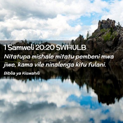 Picture 02 - 1 Samweli 20:20 SWHULB - Nitatupa mishale mitatu pembeni mwa jiwe, kama - Bible Verse Picture