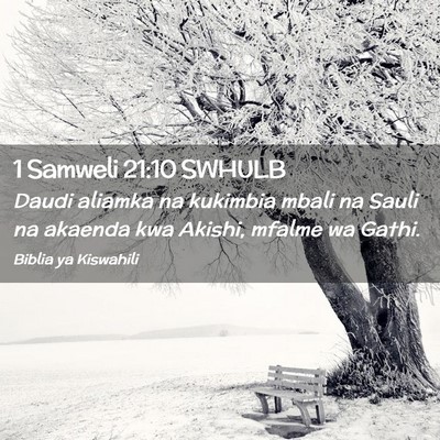 Picture 02 - 1 Samweli 21:10 SWHULB - Daudi aliamka na kukimbia mbali na Sauli na - Bible Verse Picture