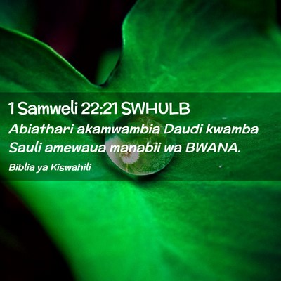 Picture 02 - 1 Samweli 22:21 SWHULB - Abiathari akamwambia Daudi kwamba Sauli amewaua - Bible Verse Picture