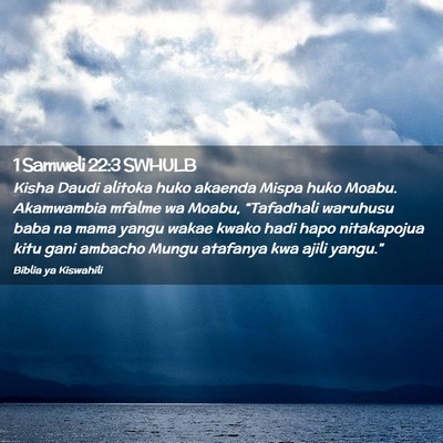 Picture 02 - 1 Samweli 22:3 SWHULB - Kisha Daudi alitoka huko akaenda Mispa huko - Bible Verse Picture