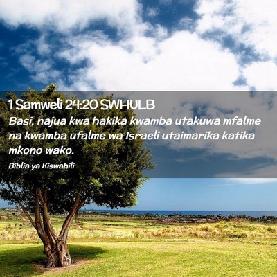 Picture 02 - 1 Samweli 24:20 SWHULB - Basi, najua kwa hakika kwamba utakuwa mfalme na - Bible Verse Picture