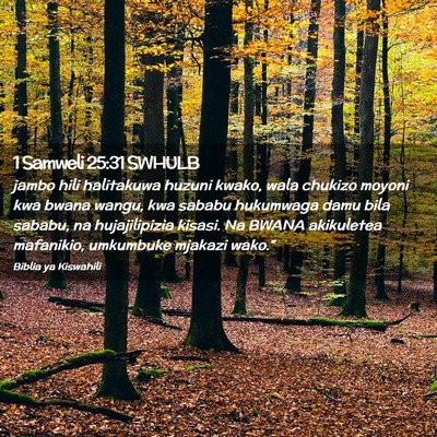 Picture 02 - 1 Samweli 25:31 SWHULB - jambo hili halitakuwa huzuni kwako, wala chukizo - Bible Verse Picture