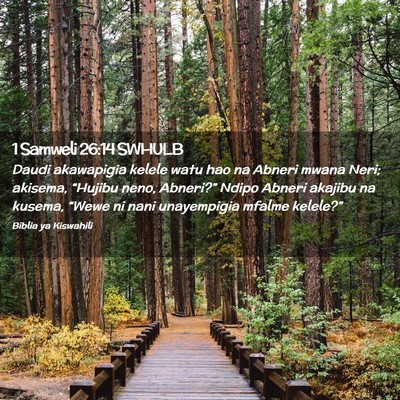 Picture 02 - 1 Samweli 26:14 SWHULB - Daudi akawapigia kelele watu hao na Abneri mwana - Bible Verse Picture
