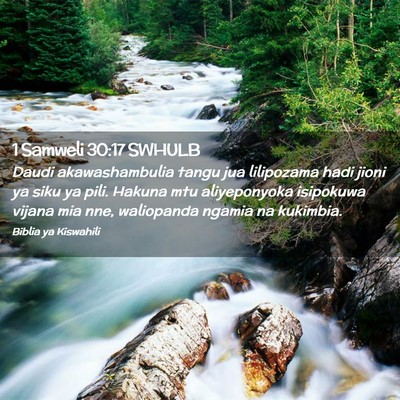Picture 02 - 1 Samweli 30:17 SWHULB - Daudi akawashambulia tangu jua lilipozama hadi - Bible Verse Picture