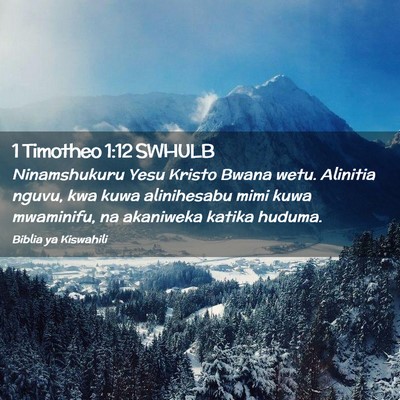 Picture 02 - 1 Timotheo 1:12 SWHULB - Ninamshukuru Yesu Kristo Bwana wetu. Alinitia - Bible Verse Picture