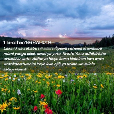 Picture 02 - 1 Timotheo 1:16 SWHULB - Lakini kwa sababu hii mimi nilipewa rehema ili - Bible Verse Picture