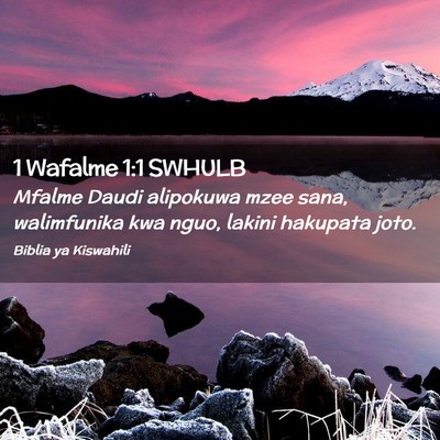 Picture 02 - 1 Wafalme 1:1 SWHULB - Mfalme Daudi alipokuwa mzee sana, walimfunika kwa - Bible Verse Picture