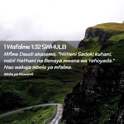 Picture 02 - 1 Wafalme 1:32 SWHULB - Mflme Daudi akasema, “Niitieni Sadoki kuhani, - Bible Verse Picture