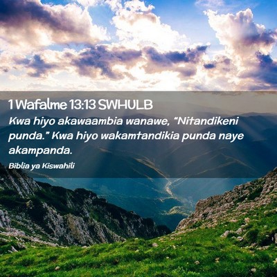 Picture 02 - 1 Wafalme 13:13 SWHULB - Kwa hiyo akawaambia wanawe, “Nitandikeni - Bible Verse Picture